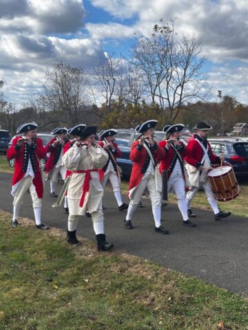 Marching back from the reenacted skirmish at Historic Hope Lodge, Fort Washington, PA