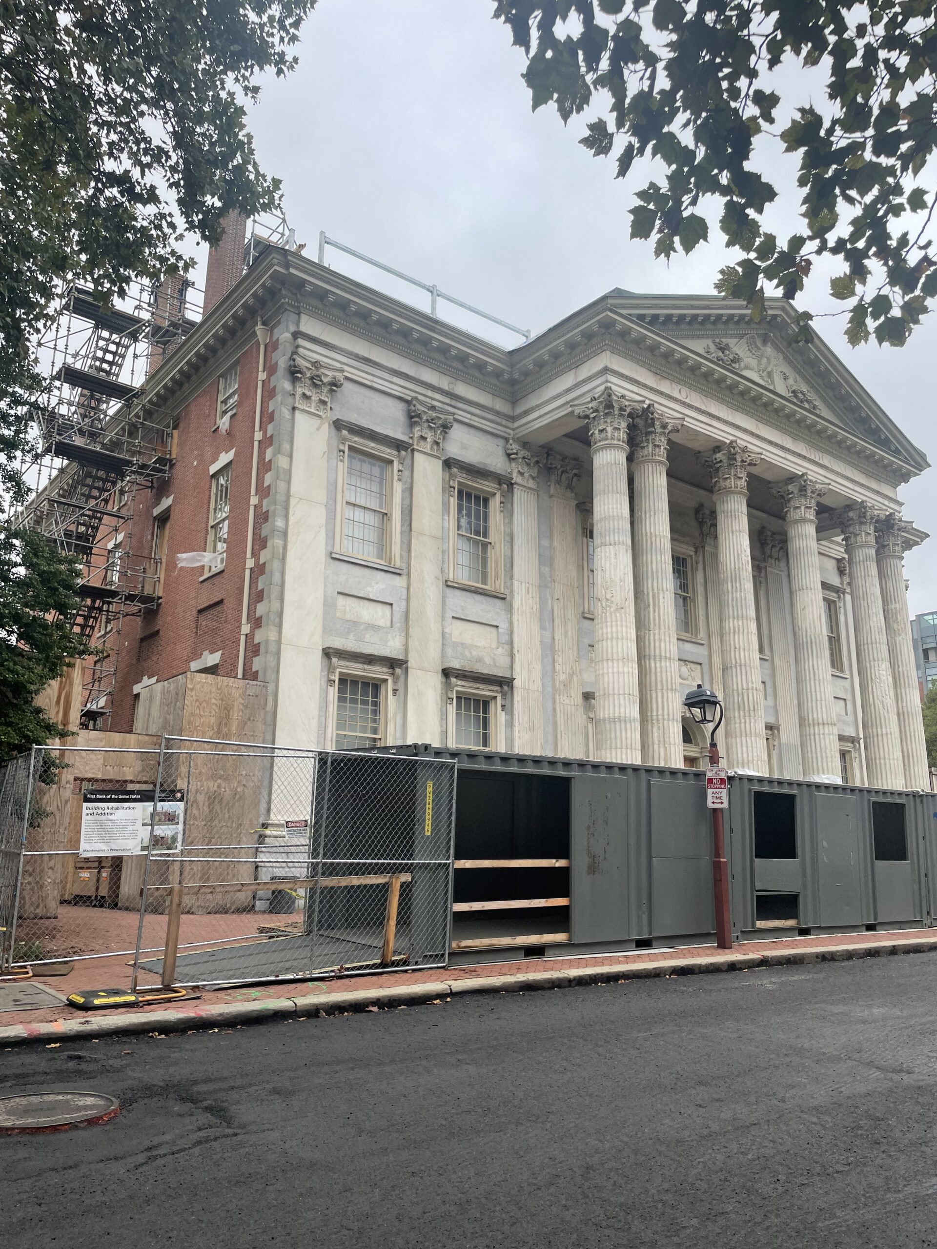 The First Bank of the United States during renovations